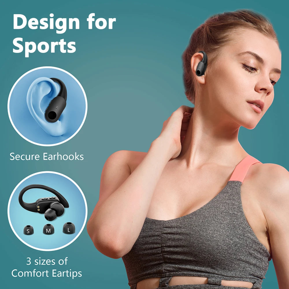 Mpow T68 Deep Bass Wireless Earbuds Bluetooth 5.3 TWS Earphones in-Ear LED Display Waterproof True Earphones for Work Gym Sports