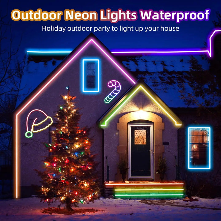 Neon LED Rope Lights,  LED Lights For Bedroom Flexible LED Light Strip With Remote And APP Control RGB Lighting Strip