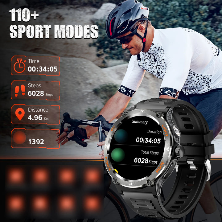 LaNikar Smart Watch 3ATM Waterproof 1.53" New KT76 Men Sport With Compass And LED Flashlight Heart Rate Sleep Analysis Bluetooth