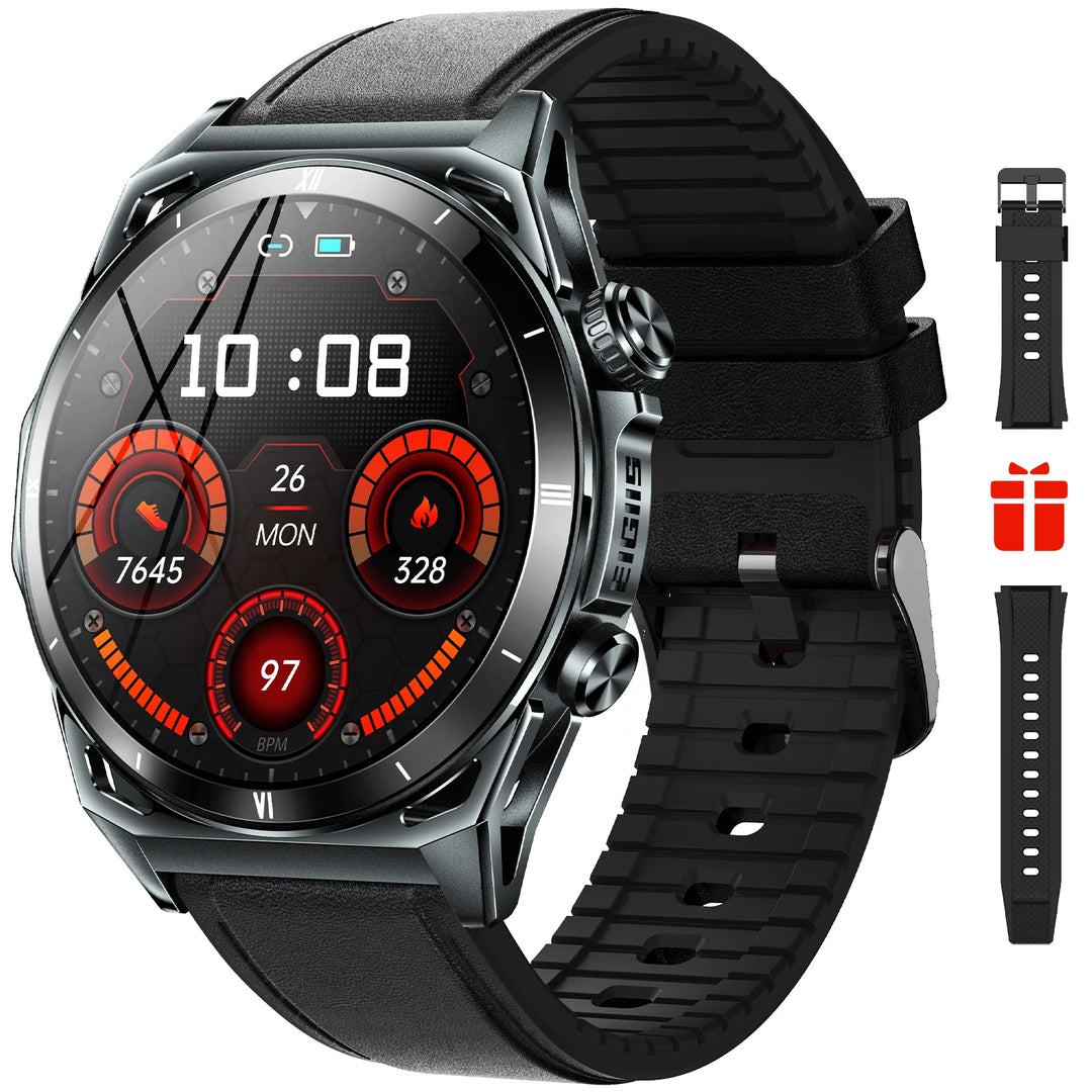 LaNikar New KE6 Smart Watch 1.43" AMOLED Display Men Black Sports Watch KE Series Bluetooth Call Health Monitor IP68 Waterproof
