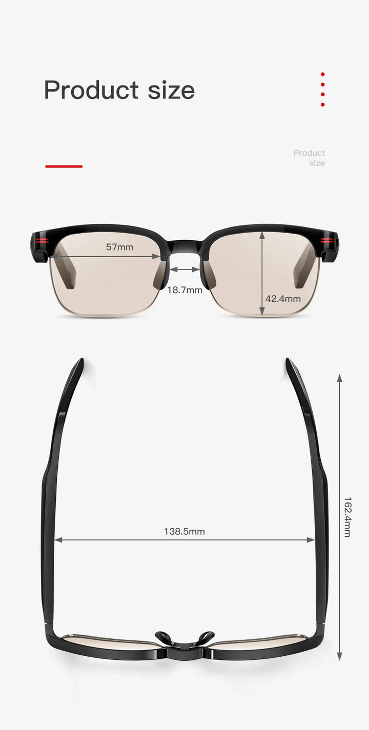 LaNikar New GS200 Smart Glasses Wireless Call Music Playback Half Frame Sunglasses With Blue Light UV Protection IP67 Waterproof