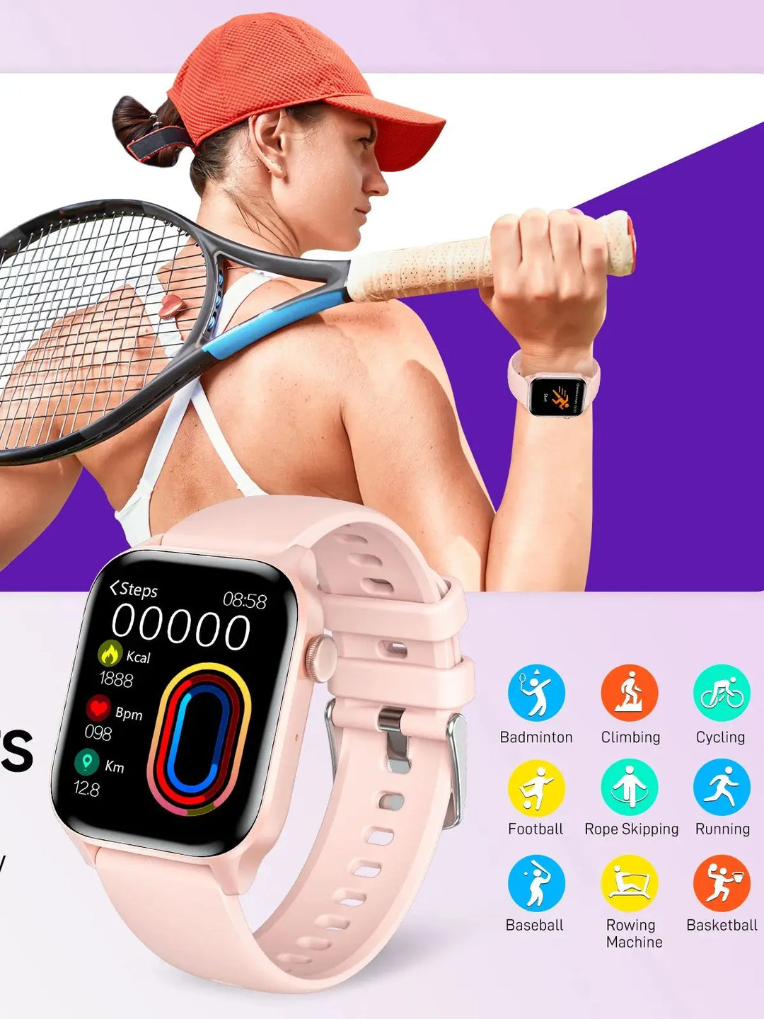 EIGIIS Smart Watch for Women 1.85" HD Call Receive Touch Screen Smartwatch with Multiple Sports Modes