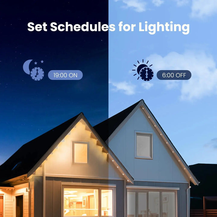 Outdoor Lights 90 LED Eaves Lights Smart Eaves String RGB Lights Full House Ambient Lighting Halloween Decorations Outside