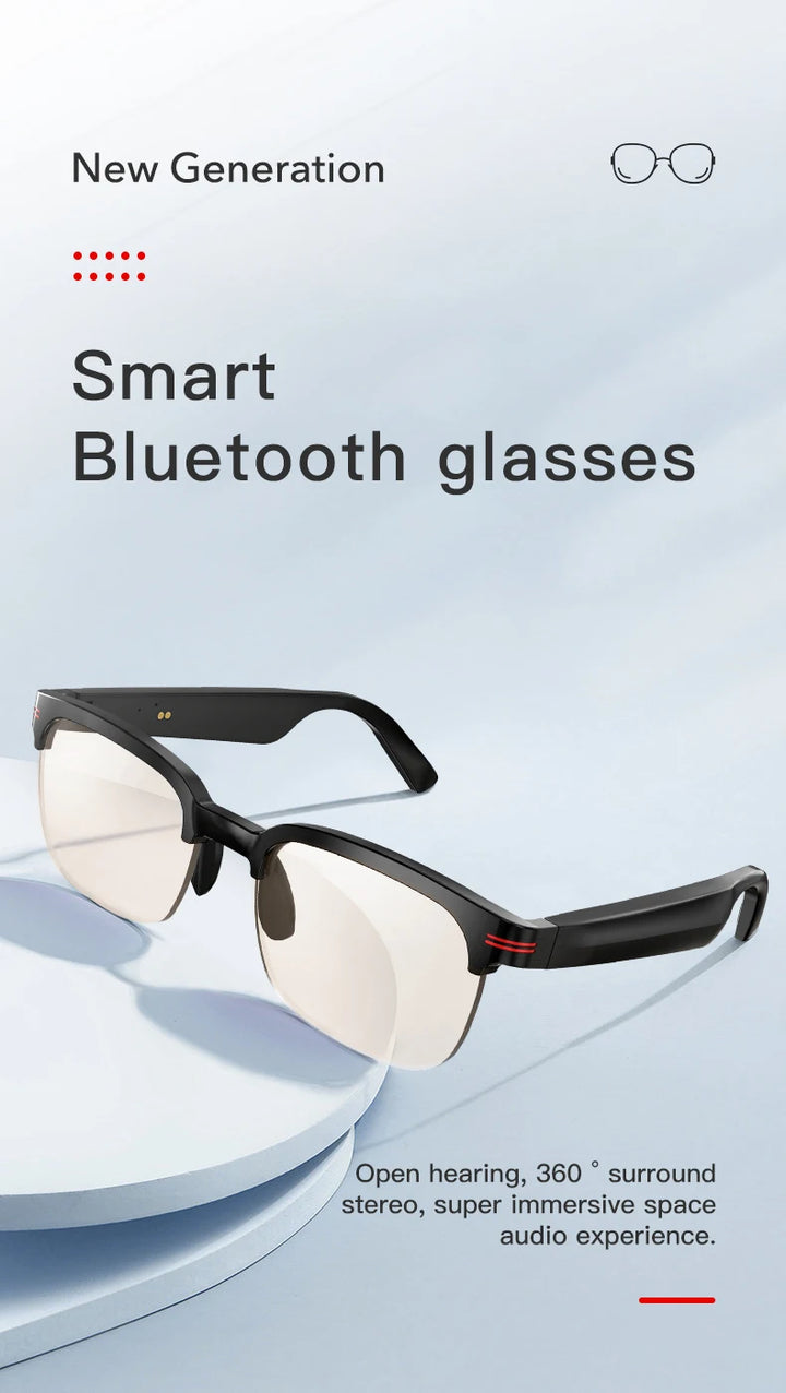 LaNikar New GS200 Smart Glasses Wireless Call Music Playback Half Frame Sunglasses With Blue Light UV Protection IP67 Waterproof