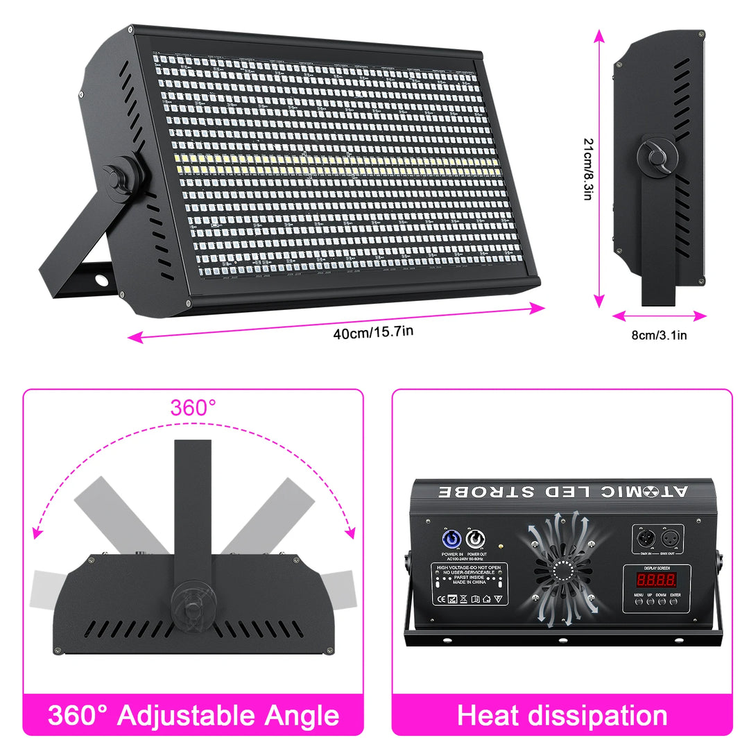 U'King 4Pcs 200W LED RGBW 48+8-Segment Strobe Lights DMX512 Wash Stage Light Uplight DJ Lights For Party Disco Wedding Bar KTV