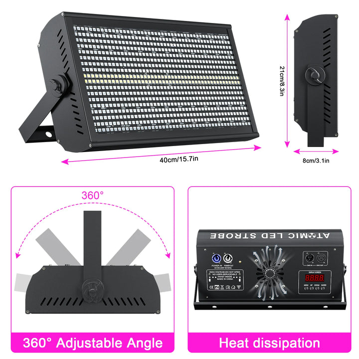 U'King 4Pcs 200W LED RGBW 48+8-Segment Strobe Lights DMX512 Wash Stage Light Uplight DJ Lights For Party Disco Wedding Bar KTV