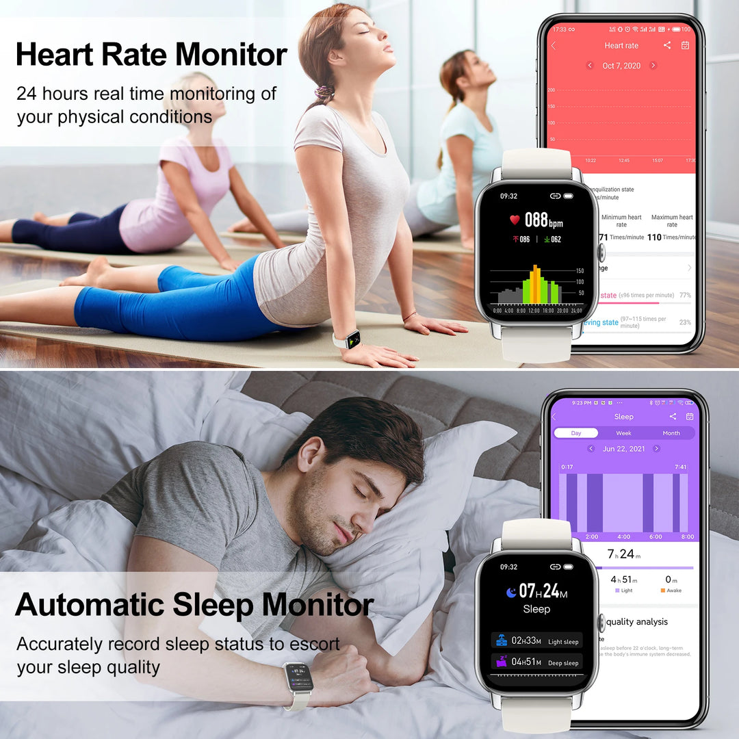 LaNikar New Smart Watch 1.85" TFT Health Monitoring IP68 Waterproof Bluetooth Call Multifunction Fitness Tracker