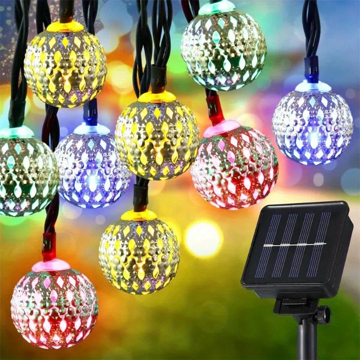 3.5M Solar String Lights Moroccan Ball RGB LEDs Perfect for Weddings Parties Birthdays Christmas Home Bedroom Garden Yard Decor