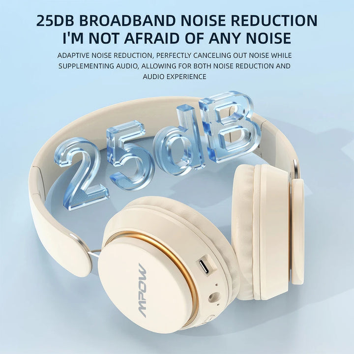 Mpow J2 ANC Wireless Bluetooth Headphones Upgraded Active Noise Reduction Over-Ear Headphones Long-lasting 24 Hours Playtime
