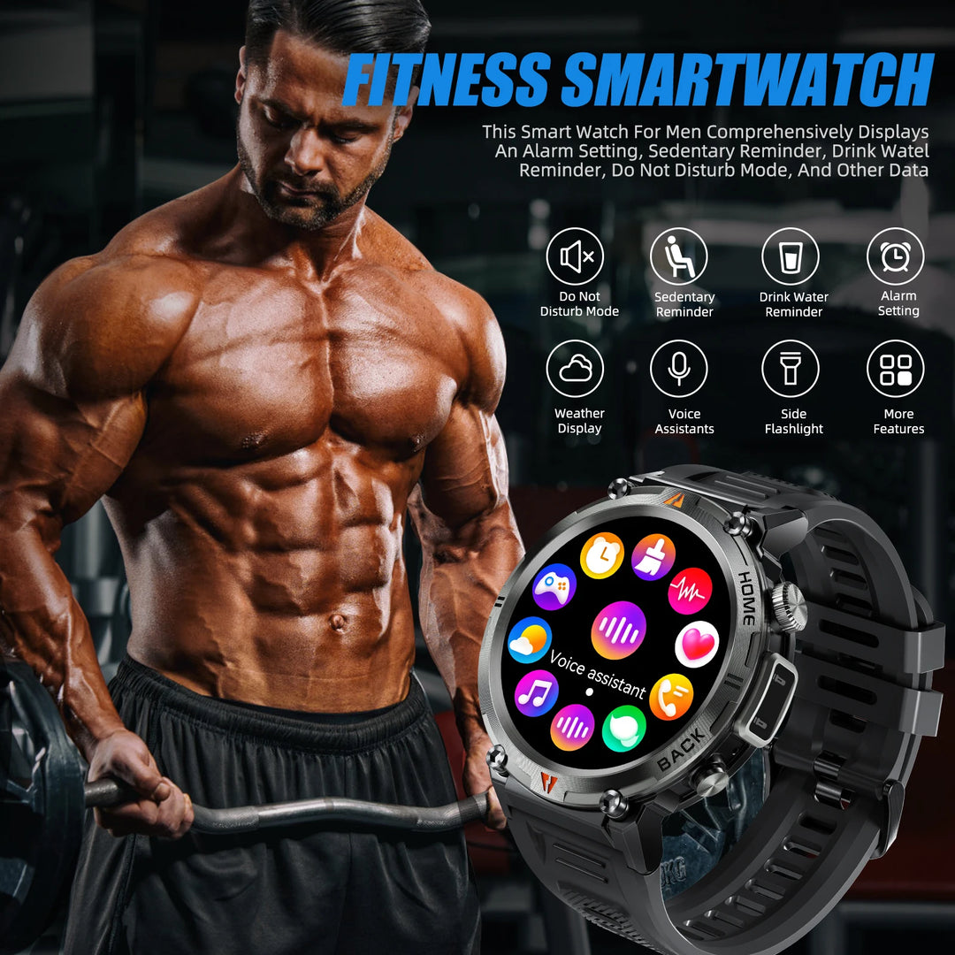 LaNikar KE3 Bluetooth Call Smart Watch Men Full Touch Screen Health Monitor Clock With Flashlight Men SmartWatch For ios Android