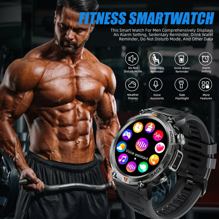 LaNikar KE3 Bluetooth Call Smart Watch Men Full Touch Screen Health Monitor Clock With Flashlight Men SmartWatch For ios Android