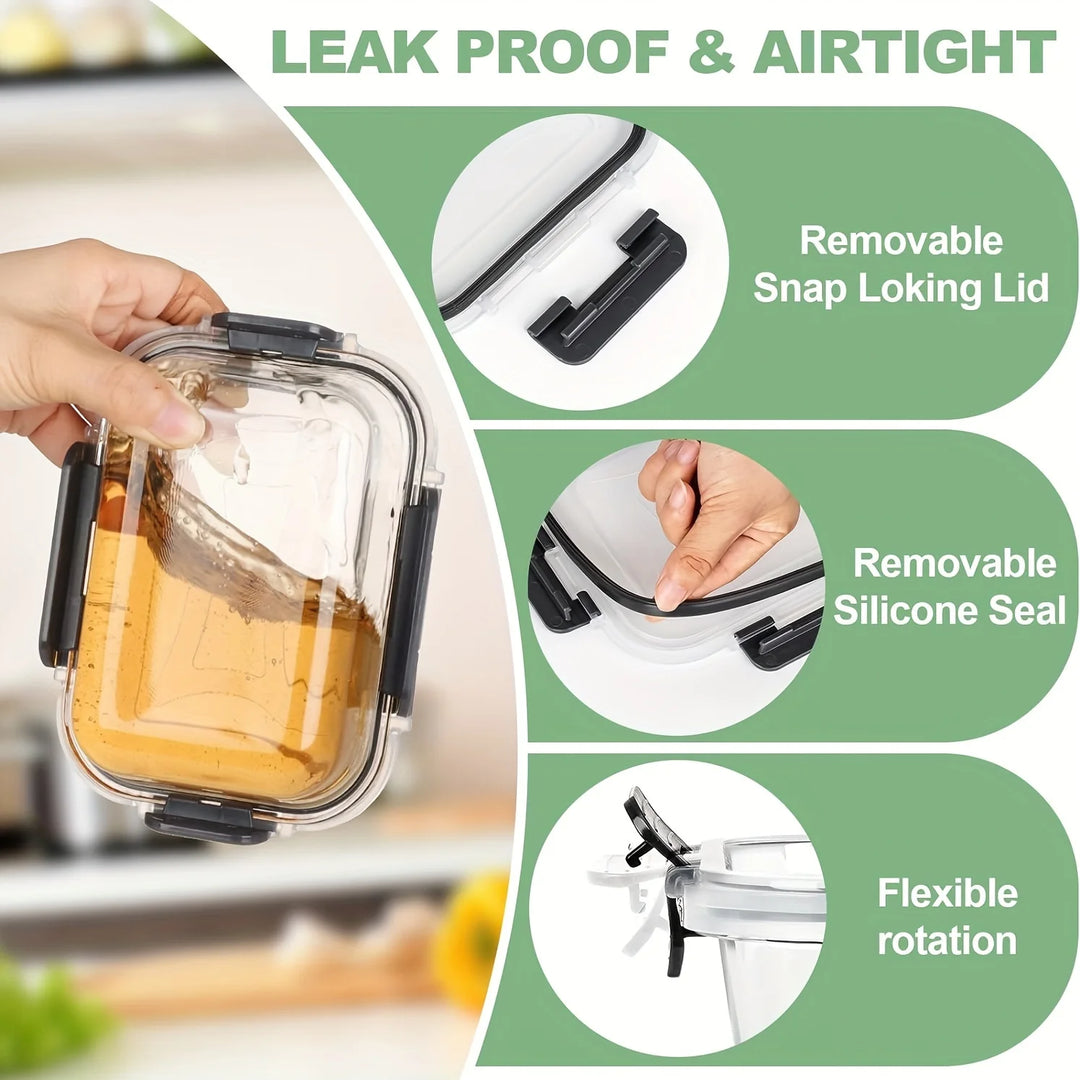 12pcs/set Glass fresh-keeping Crisper, Lunch Box, Sealed Leak-proof Bento Box, Refrigerator Freezer Storage Camping Lunch Box