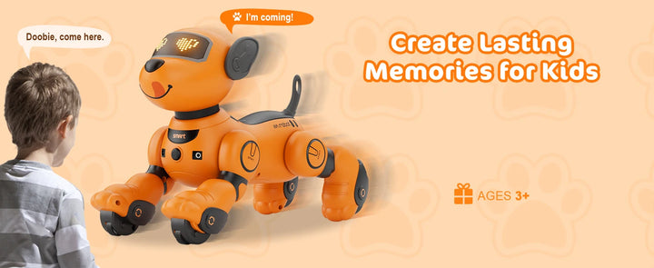 VATOS Robot Dog Toy for Kids Voice 2.4GHz Remote Control Robot Pet Touch Sensor 20+ Mode Puppy Toy for Kids Girls Orange
