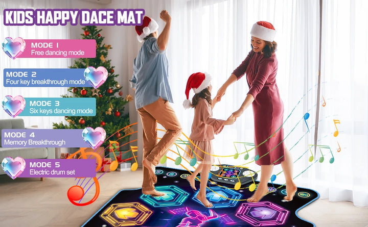 VATOS Dance Mat for Kids 27 Levels 8 LED Keys Bluetooth 5 Game Modes Built-in Music Ages 3+ Years