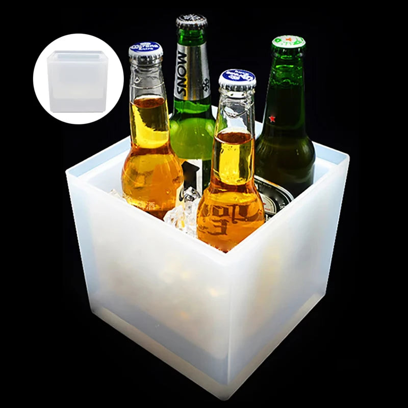 RGB 3.5L Ice Bucket Double Layer Square Champagne Wine Drinks Beer Bucket Chic