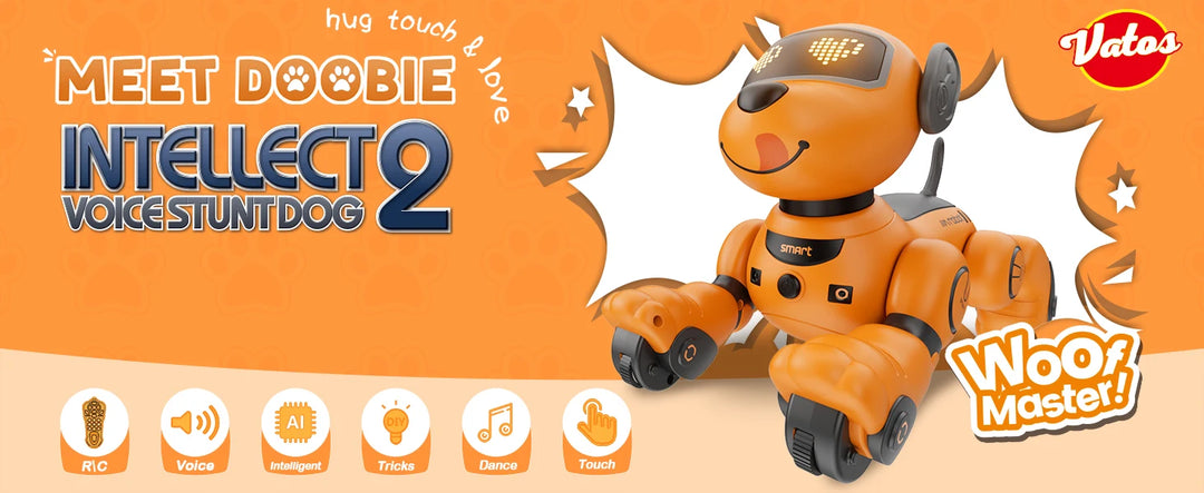 VATOS Robot Dog Toy for Kids Voice 2.4GHz Remote Control Robot Pet Touch Sensor 20+ Mode Puppy Toy for Kids Girls Orange