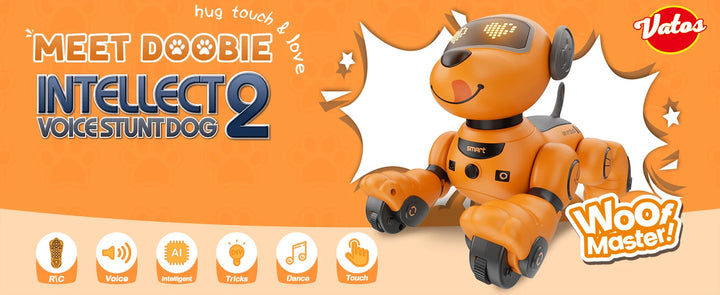 VATOS Robot Dog Toy for Kids Voice 2.4GHz Remote Control Robot Pet Touch Sensor 20+ Mode Puppy Toy for Kids Girls Orange