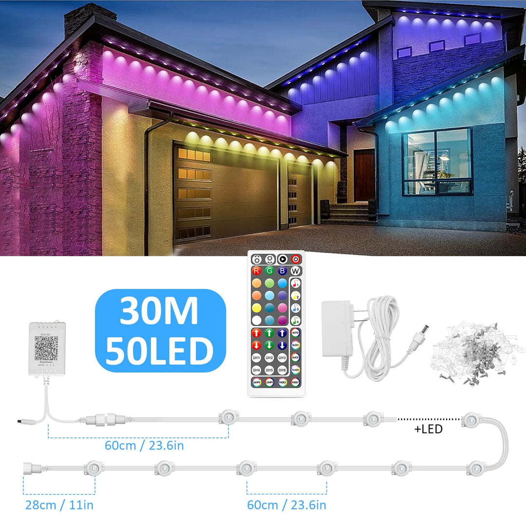 Permanent Outdoor Lights for House, 2025 Smart RGB LED Outside Lights with Remote Control, IP67 Waterproof Eternity Eaves Light