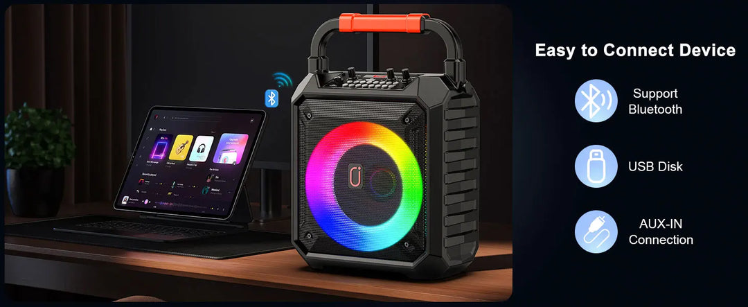 T17-T Wireless Bluetooth Speaker, Karaoke Machine with 2 Microphone, Home Karaoke System with LED Party Light