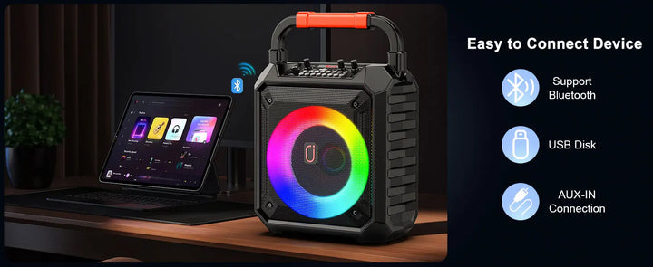 T17-T Wireless Bluetooth Speaker, Karaoke Machine with 2 Microphone, Home Karaoke System with LED Party Light