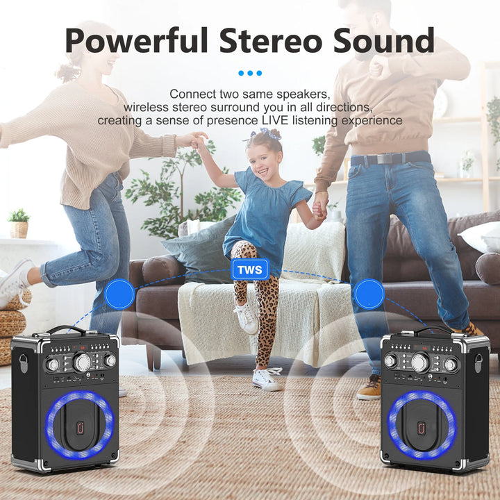 S8-T Kara Ok with 3 Microphones, Portable Bluetooth 5.3 Kara Ok Speaker, Suitable for Outdoor Activities, Parties and Parties