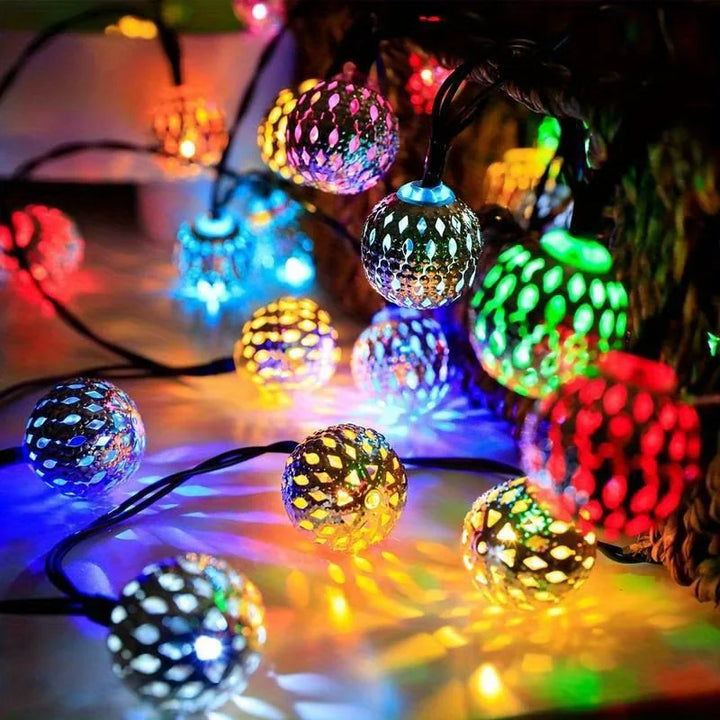 3.5M Solar String Lights Moroccan Ball RGB LEDs Perfect for Weddings Parties Birthdays Christmas Home Bedroom Garden Yard Decor