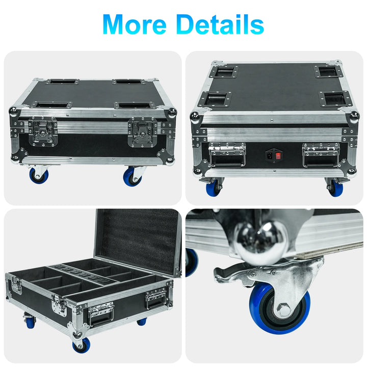 U'King 6Pcs 6X18W LED RGBWA+UV Rechargeable Battery Par Lights With Rechargeable Flightcase Set For DJ Disco Wedding Party Bar