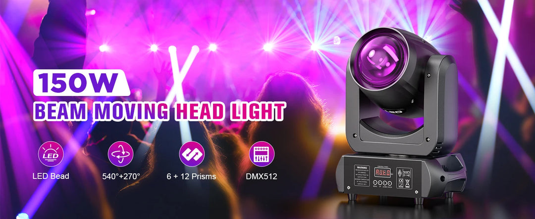 U’King 2Pcs 150W Beam Moving Head Lights With Airline Case 18Prism 8Gobo Stage Light&Flightcase Set For Wedding Party KTV Bar