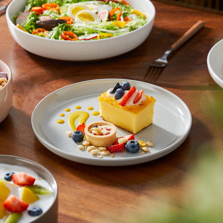 MALACASA TARA 16/32 Piece Stoneware Dinnerware Set Mix-Color Sesame Layered Glaze with 6PCS Dinner plate/Dessert plate/Soup/Bowl