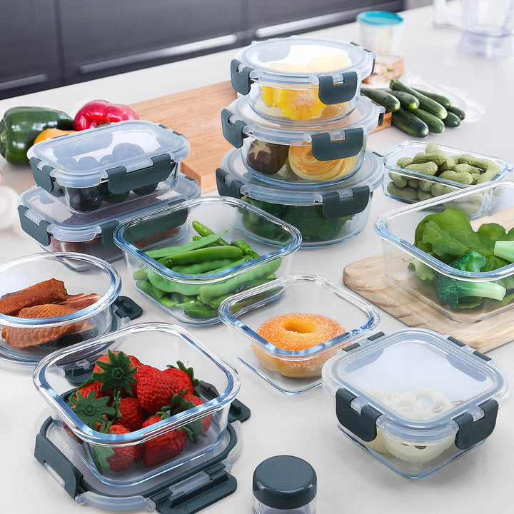 12pcs/set Glass fresh-keeping Crisper, Lunch Box, Sealed Leak-proof Bento Box, Refrigerator Freezer Storage Camping Lunch Box