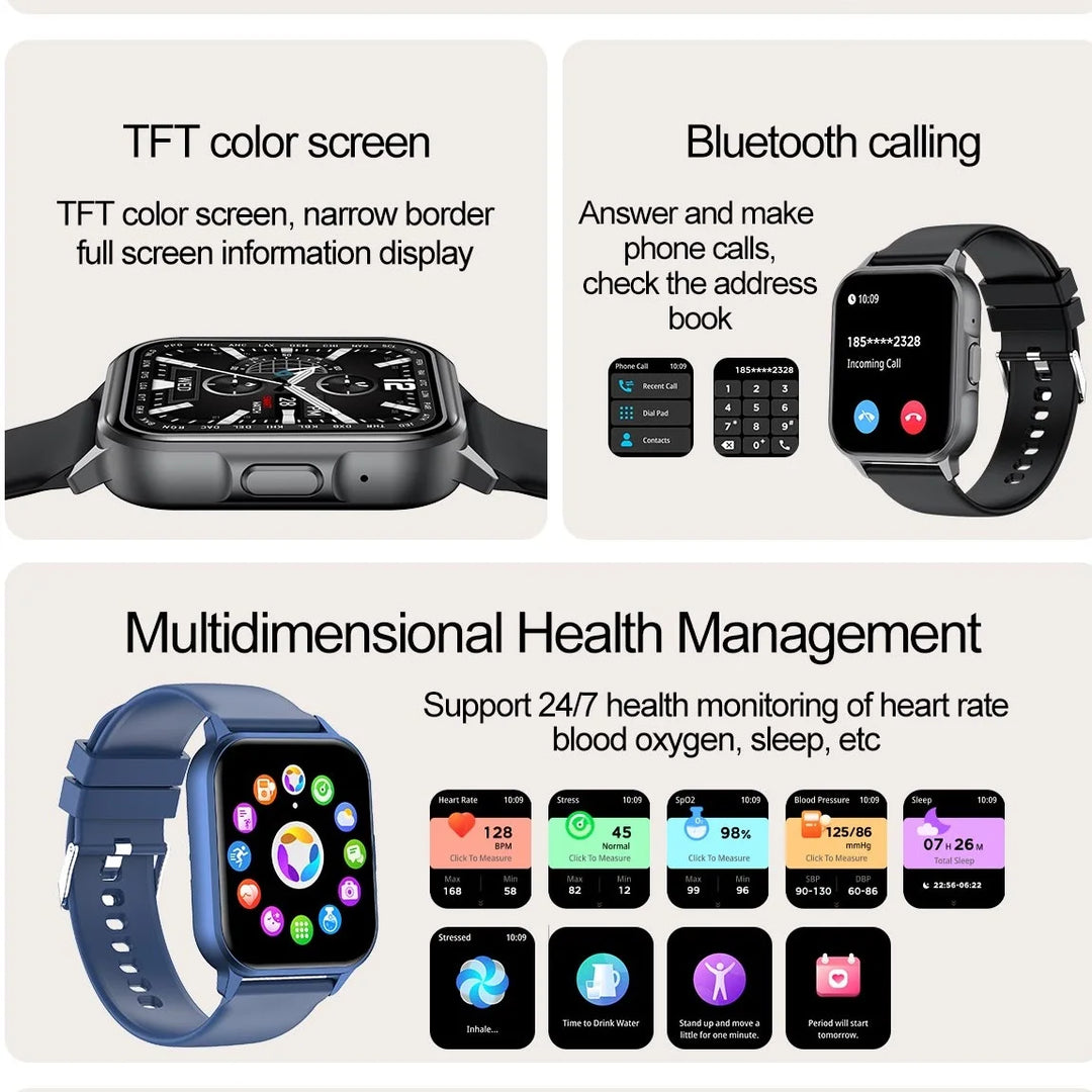 1.83" TFT Smartwatch, Voice Call Music Health Monitor, Exercise Tracker, Android IOS Waterproof Smartwatches For Men Women