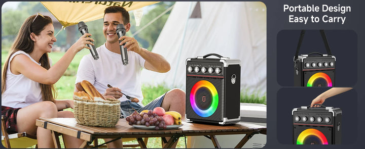 Dual Wireless Microphone with Satchel Bluetooth Karaoke Audio, TX05 with Bt, Usb, Tf Card, Fm, Recording, with Tws,Reverberation