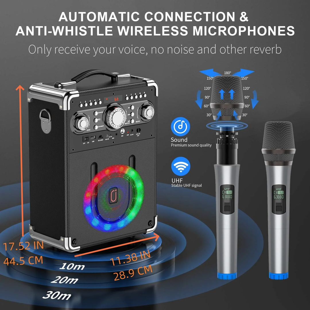 S8-T Kara Ok with 3 Microphones, Portable Bluetooth 5.3 Kara Ok Speaker, Suitable for Outdoor Activities