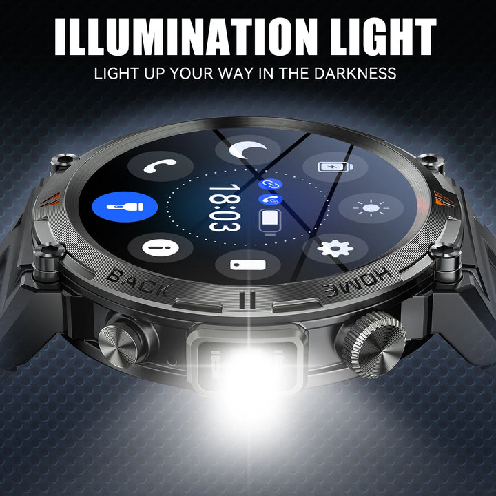 LaNikar KE3 Black Bluetooth Call Smart Watch Men Full Touch Screen Health Monitor With Flashlight Men SmartWatch