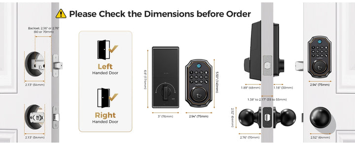 Arpha Smart Door Lock Bluetooth Door Lock 5-in-1 Keyless Entry Lock Fingerprint Electronic Deadbolt w/ Handle Set Home Security