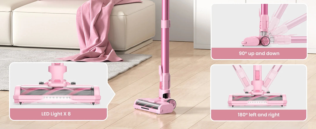 YOMA S11 PRO ,Cordless Vacuum Cleaner, 350W 30KPA Stick Vacuum , Handheld Vacuum for Pet Hair Hard Floor,PINK