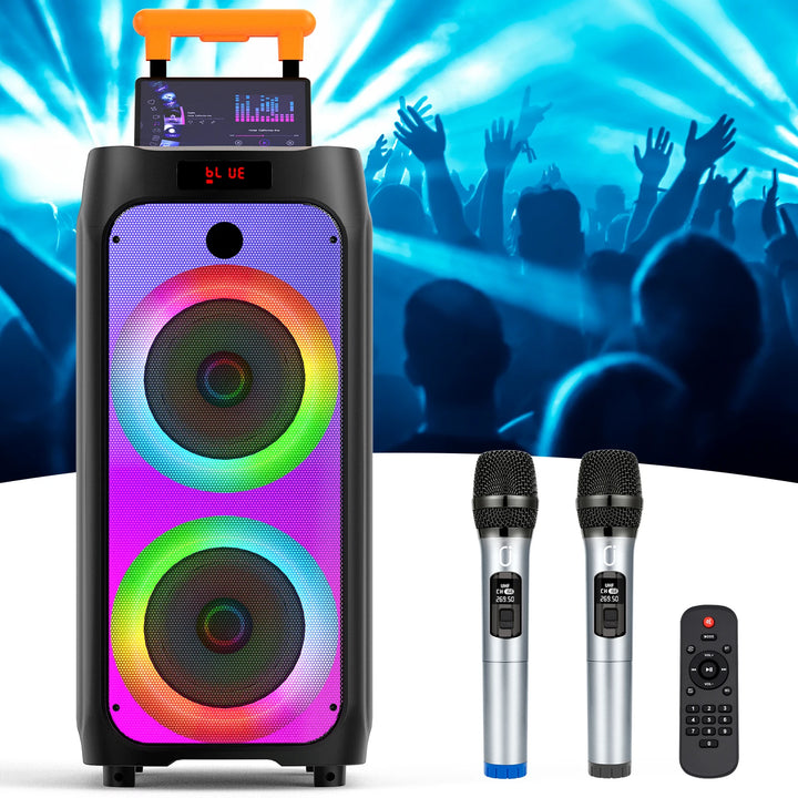 Karaoke Machine, Portable Bluetooth Speaker with 2 Wireless Karaoke Microphones, Karaoke Machine for Adults Kids for Home Party