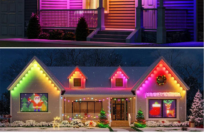 Outdoor Lights 90 LED Eaves Lights Smart Eaves String RGB Lights Full House Ambient Lighting Halloween Decorations Outside