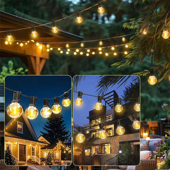 LED G40 Globe String Lights With US Plug, E12 Base, Waterproof Shatterproof Outdoor Hanging Patio Lamps for Backyard Porch