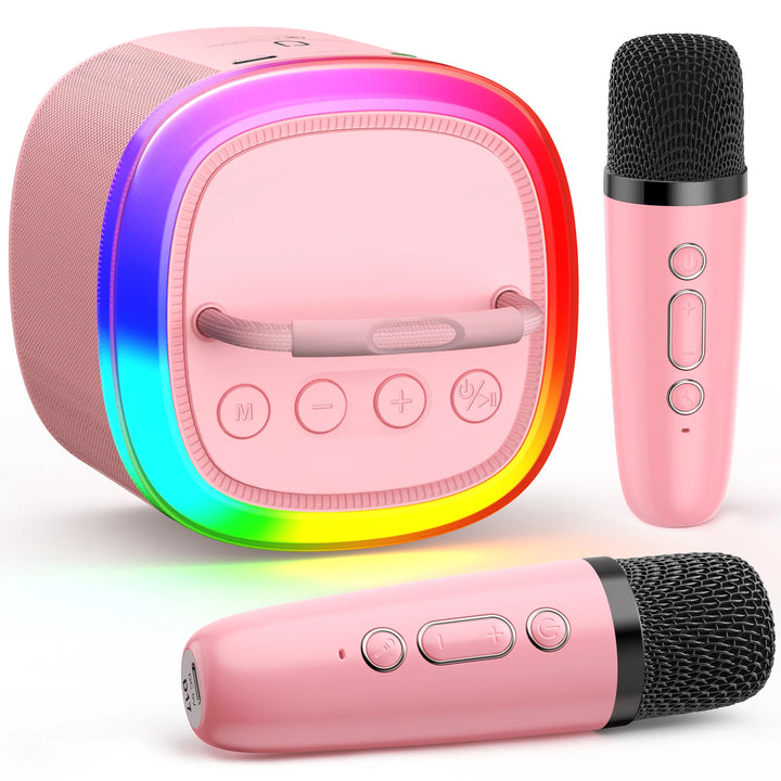 Portable Bluetooth Speaker, Wireless Mini Speaker with 2 Microphone, 5 Mode Voice Effect, LED Party Light