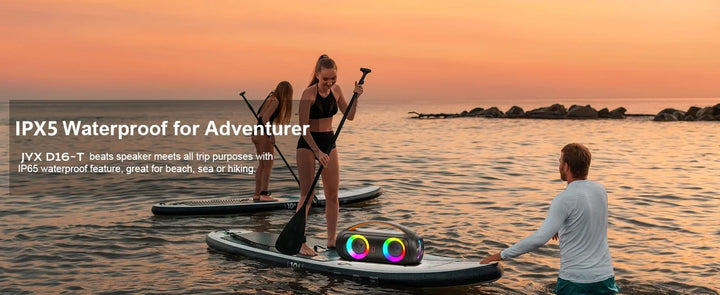 FanFun D16T Portable Bluetooth Speaker, Loud Boombox Speaker with Subwoofer, Powerful Deep Bass Stereo Sound, IP65 Waterproof