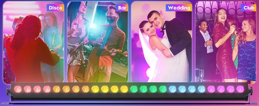 U'King 2Pcs 60W RGB 24LED Wall Wash Light Bar With Remote Controller DMX Stage Light Bar For Wedding Church Music Dance DJ Party