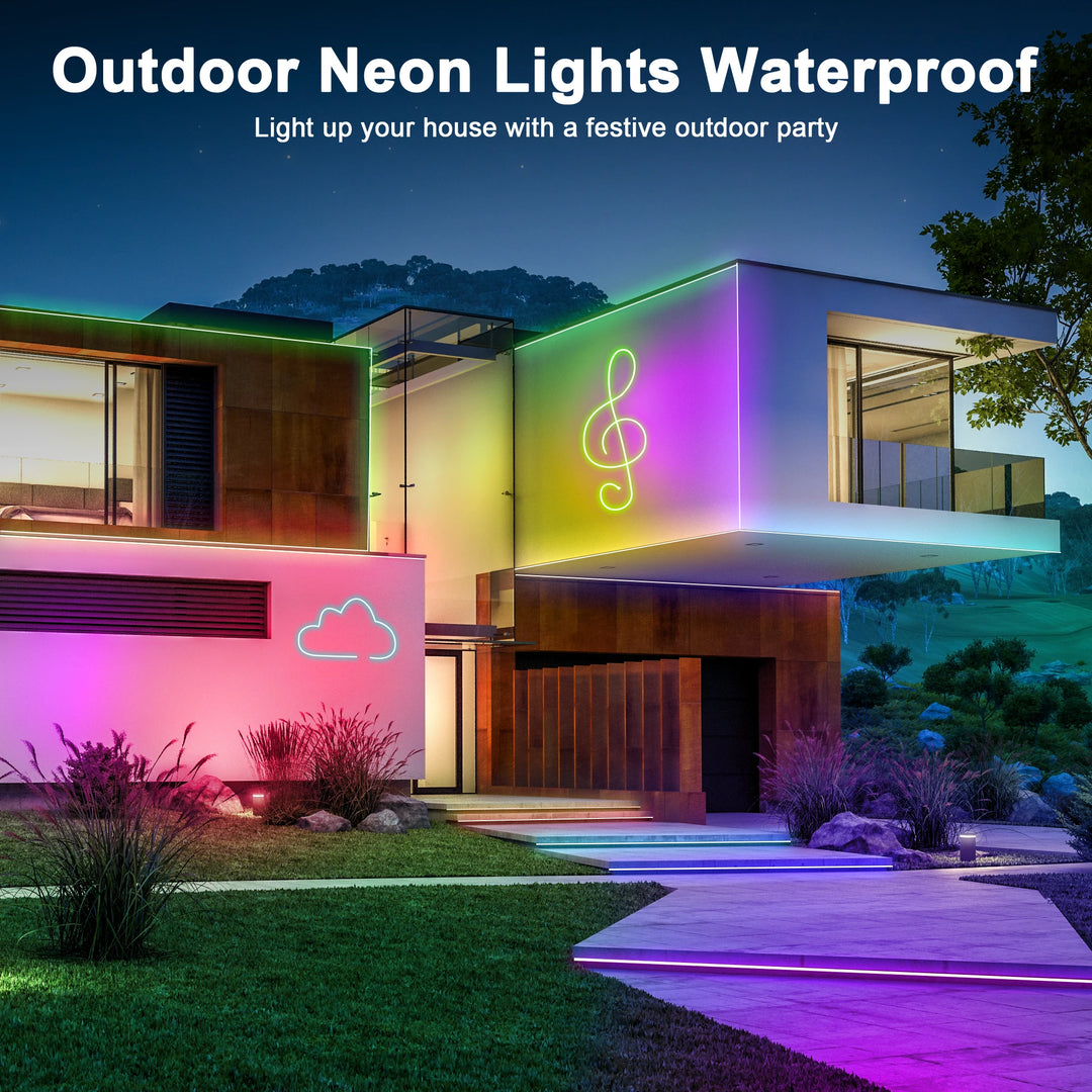 Outdoor Neon LED Rope Lights,  LED Lights For Bedroom Flexible LED Light Strip With Remote And APP Control RGB Lighting Strip