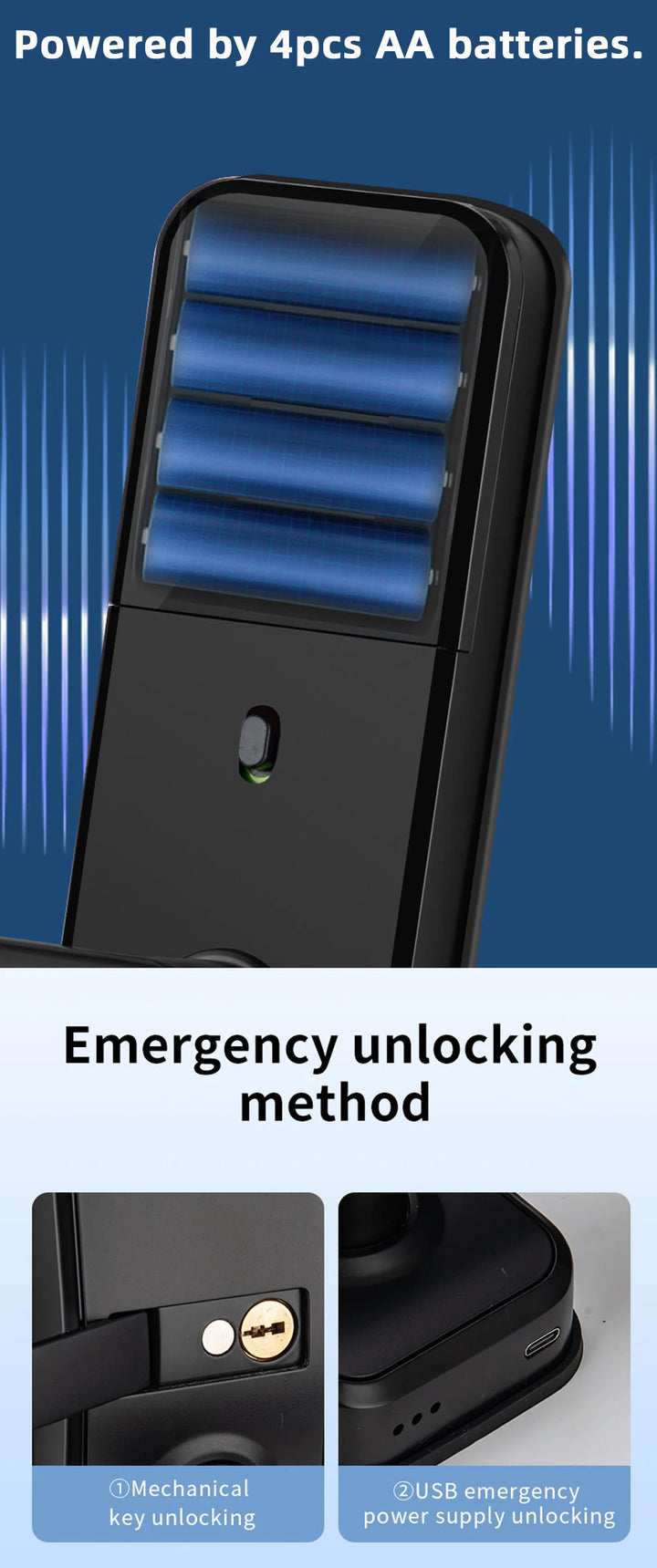 RAYKUBE Smart Biometric Fingerprint Door Lock Electronic Lock Tuya App Set Fingerprint/ Password/ Card Unlock Delivery From US