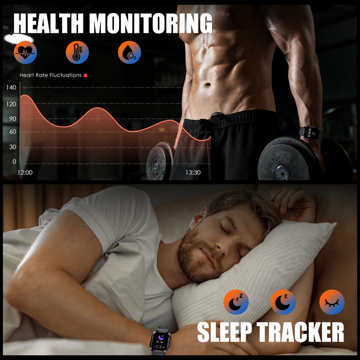 LaNikar Smart Watches For Men Bluetooth Call Screen Fitness Tracker Heart Rate Blood Pressure IP68 Waterproof