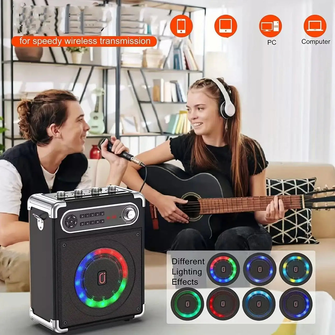 FanFun Karaoke Machine with 2 Microphones, Portable Bluetooth 5.3 Karaoke Speaker for Outdoor Events,Gatherings and Parties