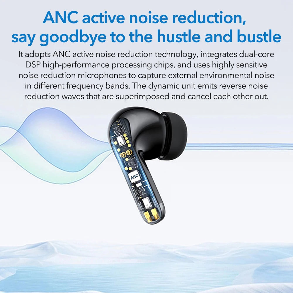 Mpow S42A Wireless Headphones Active Noise Cancelling 5.3 Bluetooth Earphones 30H Playback In-Ear ANC TWS Earbuds for Smartphone