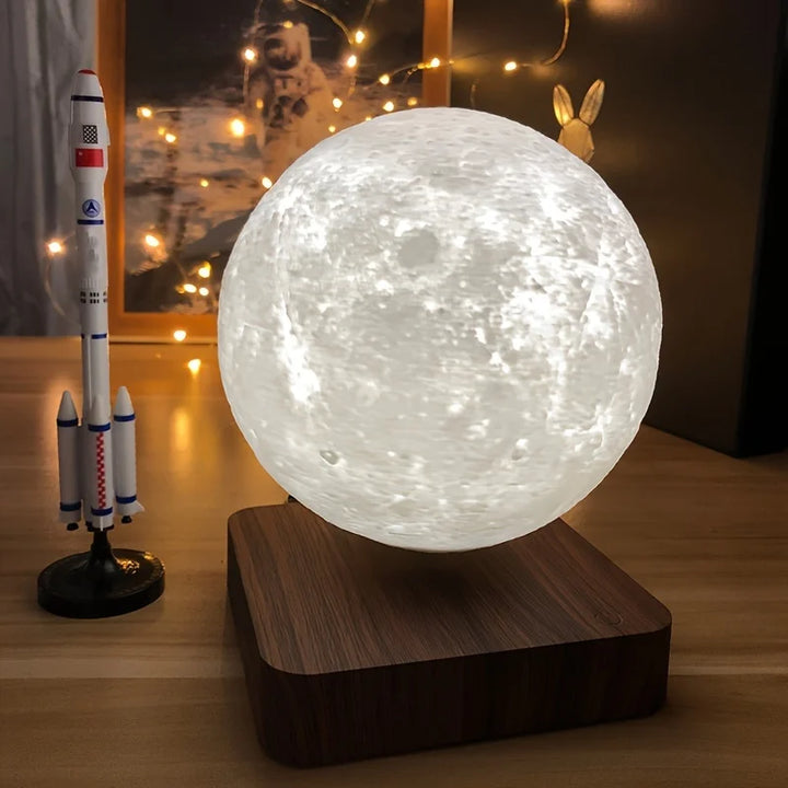 Levitating Moon Table Lamp, Magnetic Floating Night Light With 3 Lighting Modes, 3D Printed Levitation Bedside Table Lamp