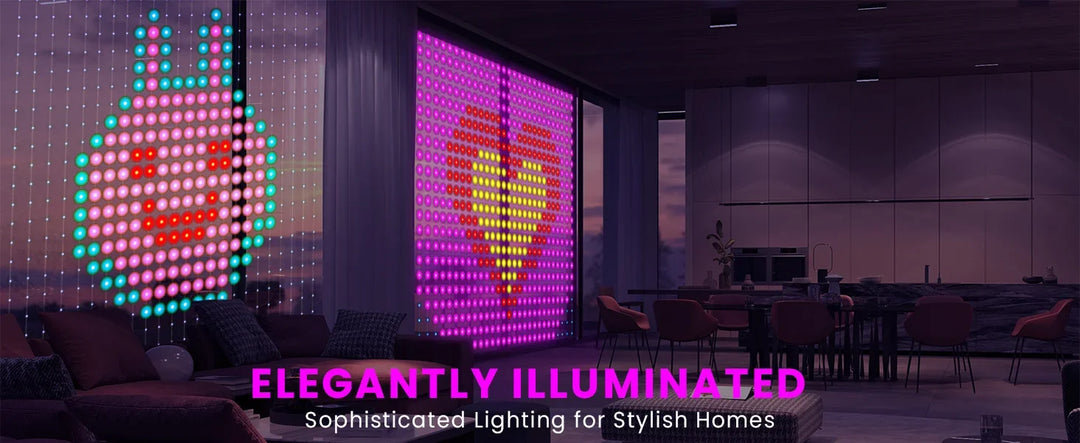 400 LED Smart Curtain Fairy Lights DIY Christmas String Light RGB Changing Music Sync Text Remote App Controlled Curtain Lights