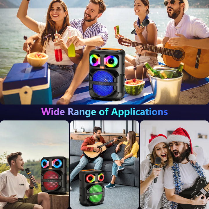 Wireless Bluetooth Speaker, Karaoke Machine with 2 Microhpone, Home Karaoke System, Portable Outdoor Party Speaker